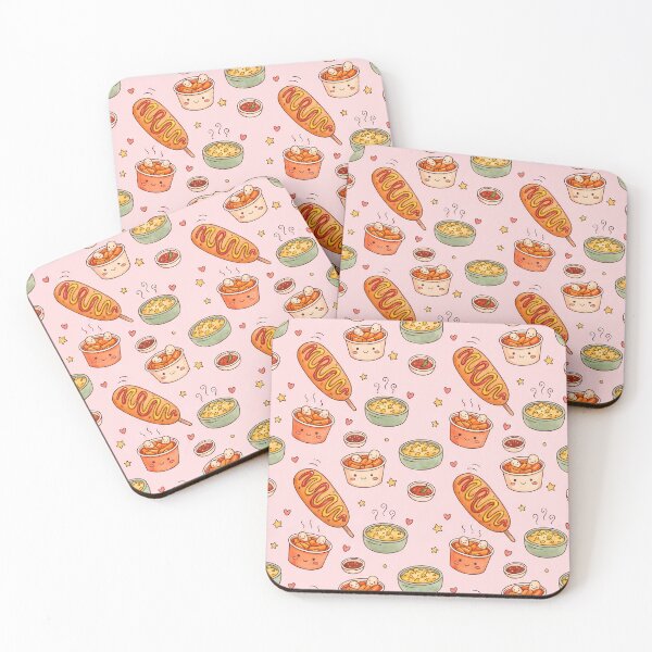 Item preview, Cute Kawaii Korean Street Food Pattern | Corn Dogs & Tteokbokki designed and sold by BeataPrint.