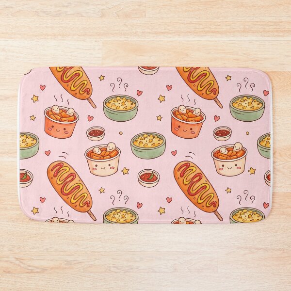 Item preview, Cute Kawaii Korean Street Food Pattern | Corn Dogs & Tteokbokki designed and sold by BeataPrint.