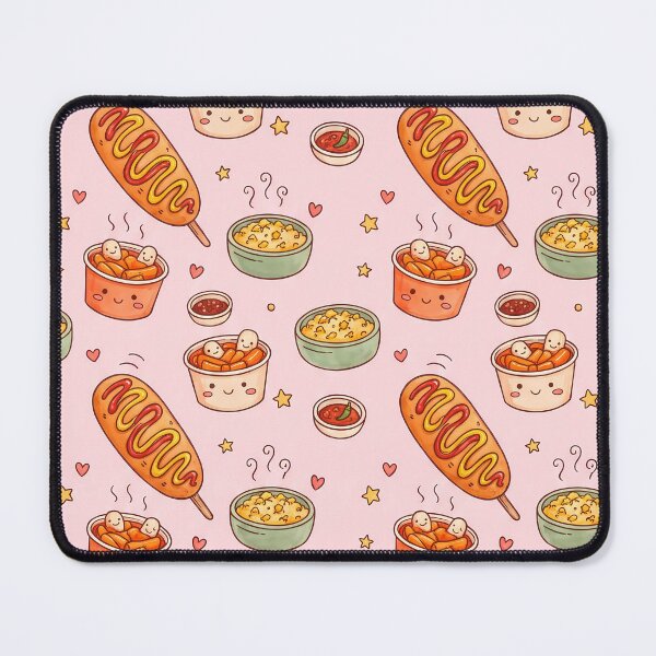 Item preview, Cute Kawaii Korean Street Food Pattern | Corn Dogs & Tteokbokki designed and sold by BeataPrint.