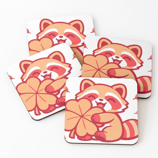 Item preview,  Lucky Tanuki Hugging a Four-Leaf Clover Kawaii Japanese Sticker | Cute Good Luck Raccoon Dog Vector Design designed and sold by kawaii animal store (in Japan).