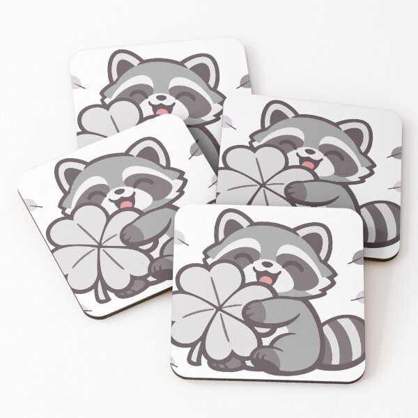 Item preview, Lucky Tanuki Hugging a Four-Leaf Clover Kawaii Japanese Sticker | Cute Good Luck Raccoon Dog Vector Design designed and sold by kawaii animal store (in Japan).