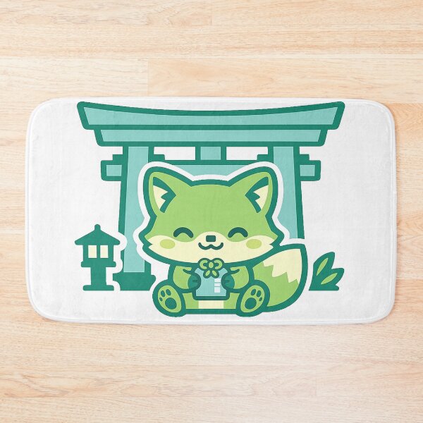 Item preview, Kawaii Fox Under Torii Gate Holding Lucky Omamori Sticker | Japanese Shrine Cute Art designed and sold by kawaii animal store (in Japan).