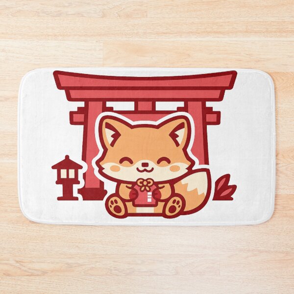 Item preview, Kawaii Fox Under Torii Gate Holding Lucky Omamori Sticker | Japanese Shrine Cute Art designed and sold by kawaii animal store (in Japan).