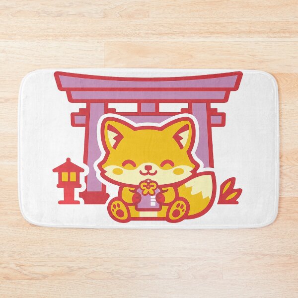 Item preview, Kawaii Fox Under Torii Gate Holding Lucky Omamori Sticker | Japanese Shrine Cute Art designed and sold by kawaii animal store (in Japan).