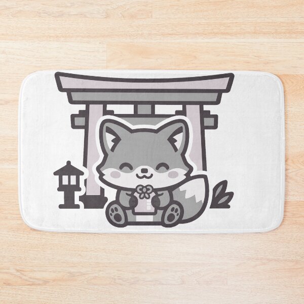 Item preview, Kawaii Fox Under Torii Gate Holding Lucky Omamori Sticker | Japanese Shrine Cute Art designed and sold by kawaii animal store (in Japan).