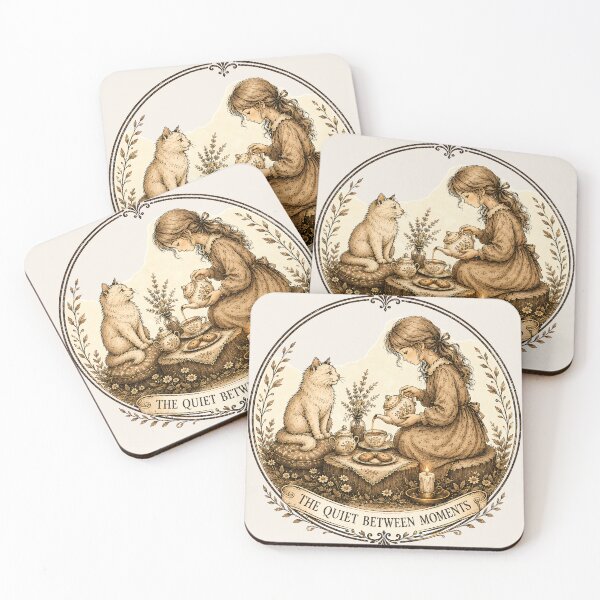 Item preview, The Quiet Between Moments - Cat & Tea Illustration designed and sold by thirtyonestars.