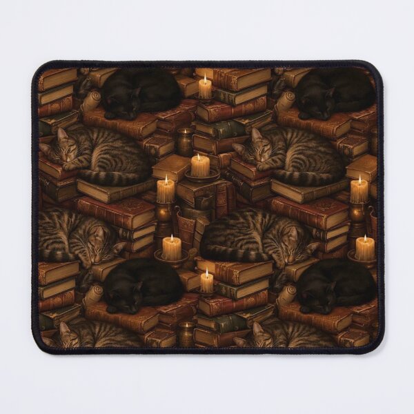 Item preview, Cosy Library Cats And Candlelight Dark Academia Seamless Pattern Warm Sepia designed and sold by StickyGuys.