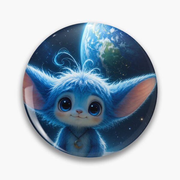 Item preview, Cute Blue Space Creature On The Moon – Kawaii Fantasy Animal Space Art – Magical Moon Creature Print – Adorable Blue Alien Gift designed and sold by @SHINTOSARTSTORE.