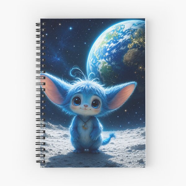 Item preview, Cute Blue Space Creature On The Moon – Kawaii Fantasy Animal Space Art – Magical Moon Creature Print – Adorable Blue Alien Gift designed and sold by @SHINTOSARTSTORE.