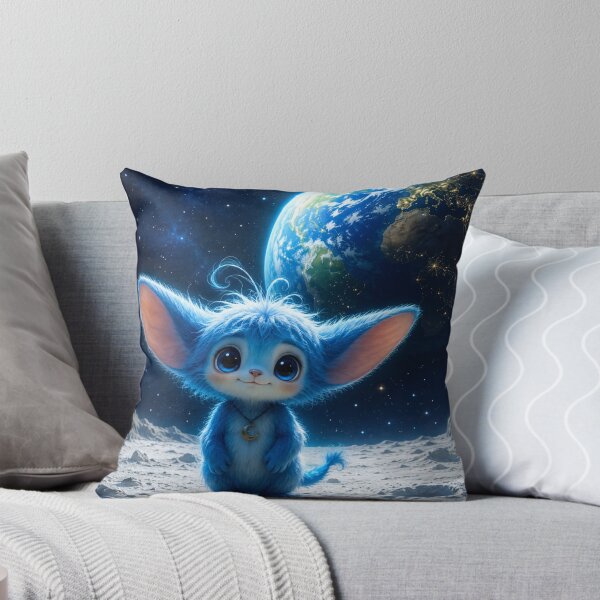 Item preview, Cute Blue Space Creature On The Moon – Kawaii Fantasy Animal Space Art – Magical Moon Creature Print – Adorable Blue Alien Gift designed and sold by @SHINTOSARTSTORE.