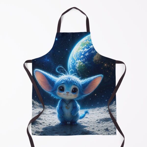 Item preview, Cute Blue Space Creature On The Moon – Kawaii Fantasy Animal Space Art – Magical Moon Creature Print – Adorable Blue Alien Gift designed and sold by @SHINTOSARTSTORE.