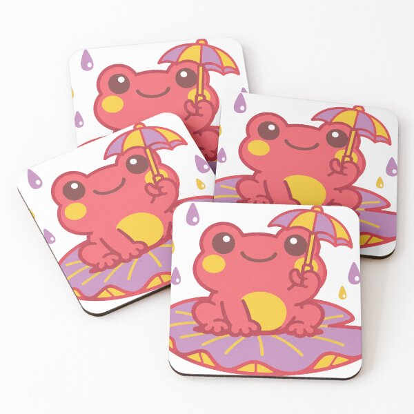 Item preview, Kawaii Frog on Lotus Leaf Sticker | Cute Japanese Rainy Day Frog with Tiny Umbrella designed and sold by kawaii animal store (in Japan).