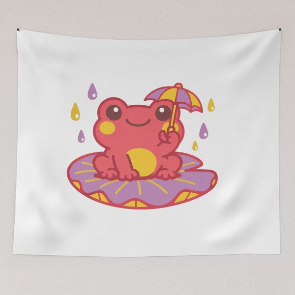 Item preview, Kawaii Frog on Lotus Leaf Sticker | Cute Japanese Rainy Day Frog with Tiny Umbrella designed and sold by kawaii animal store (in Japan).