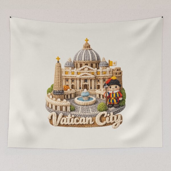 Item preview, Cute Knitted Vatican City Landmark | Handmade Yarn Knit Travel Souvenir designed and sold by Moons Studio.
