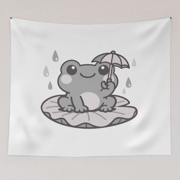 Item preview, Kawaii Frog on Lotus Leaf Sticker | Cute Japanese Rainy Day Frog with Tiny Umbrella designed and sold by kawaii animal store (in Japan).