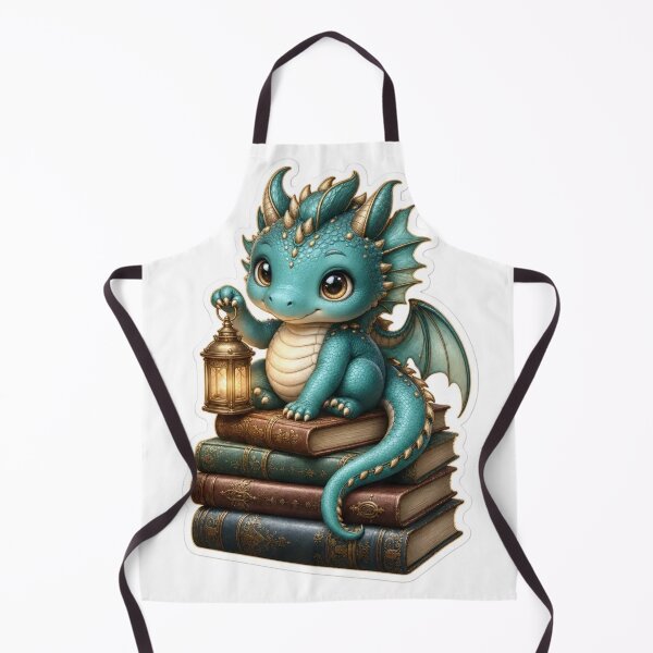 Item preview, Cute Chibi Book Dragon Perched On Antique Volumes Deep Teal designed and sold by StickyGuys.