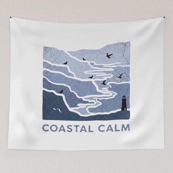 Item preview, Vintage Grunge Coastal Illustration with Coastal Calm designed and sold by GabeMountainArt.