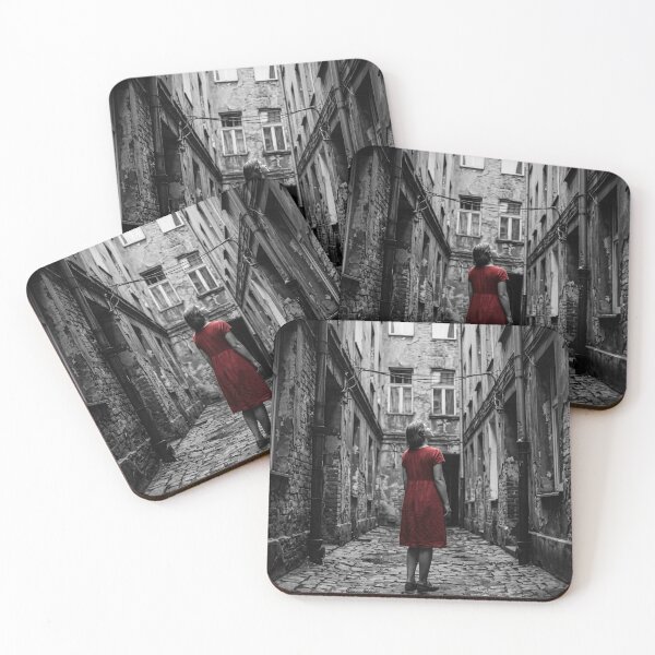 Item preview, Moody Alleyway Print with Red Dress designed and sold by MarCinu Art.