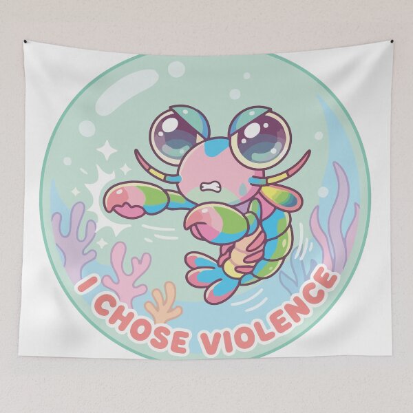 Item preview, I Chose Violence Kawaii Peacock Mantis Shrimp designed and sold by Arc2020.