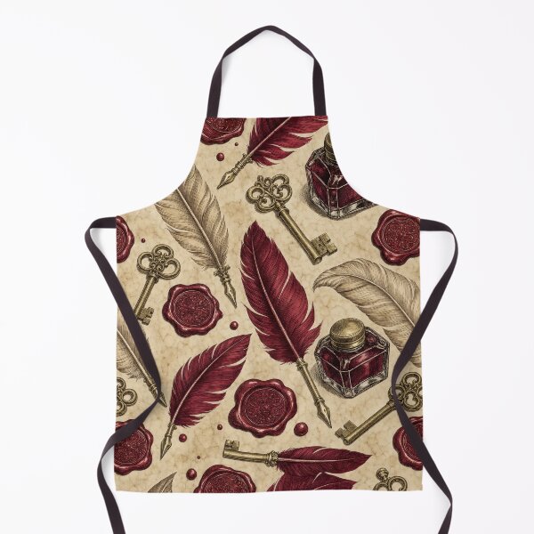 Item preview, Antique Quills Inkwells And Wax Seals Dark Academia Seamless Pattern Oxblood Red designed and sold by StickyGuys.