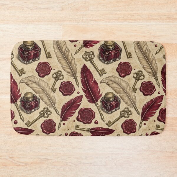 Item preview, Antique Quills Inkwells And Wax Seals Dark Academia Seamless Pattern Oxblood Red designed and sold by StickyGuys.