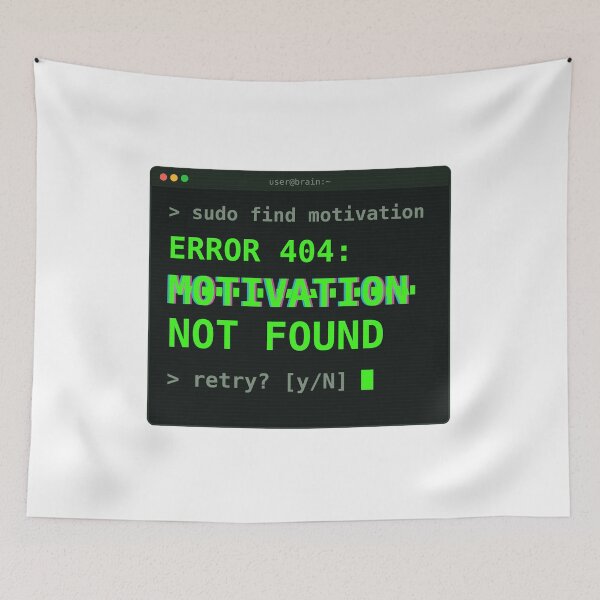 Item preview, Error 404 Motivation Not Found – Glitch Cyberpunk Design designed and sold by Kayam Store.