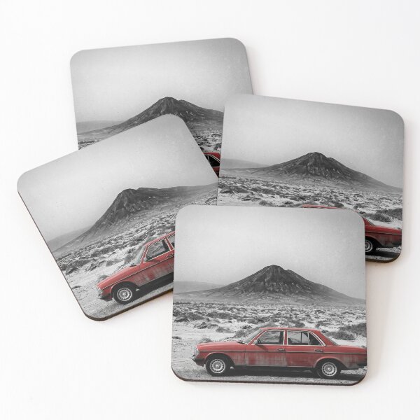 Item preview, Vintage Red Classic Car in Volcanic Desert Landscape designed and sold by MarCinu Art.