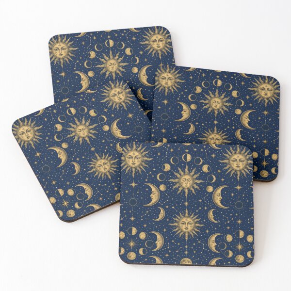 Item preview, Celestial Tarot Suns Moons And Lunar Phases Seamless Pattern Midnight Blue designed and sold by StickyGuys.