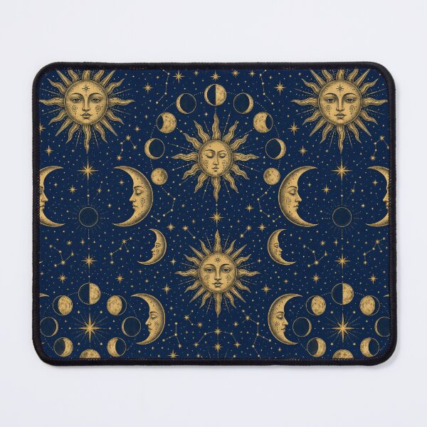 Item preview, Celestial Tarot Suns Moons And Lunar Phases Seamless Pattern Midnight Blue designed and sold by StickyGuys.