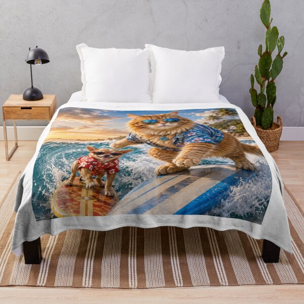 Item preview, Surfing Cat and Chihuahua Tropical Beach Design designed and sold by Extremeallie.