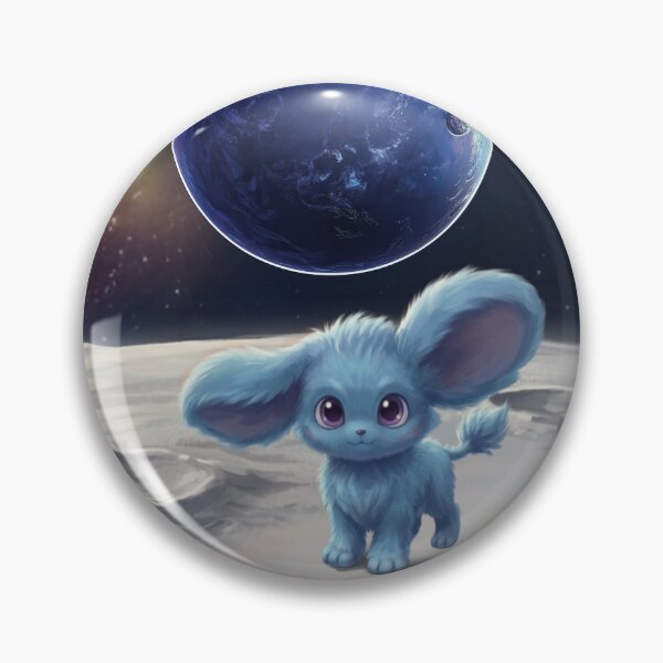Item preview, Cute Blue Moon Creature Space Art – Kawaii Fantasy Animal On The Moon – Adorable Space Pet Print – Magical Blue Creature Gift designed and sold by @SHINTOSARTSTORE.