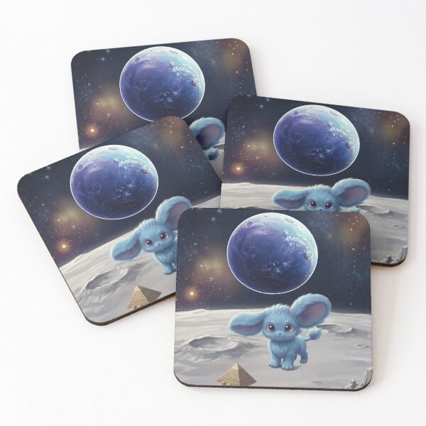 Item preview, Cute Blue Moon Creature Space Art – Kawaii Fantasy Animal On The Moon – Adorable Space Pet Print – Magical Blue Creature Gift designed and sold by @SHINTOSARTSTORE.