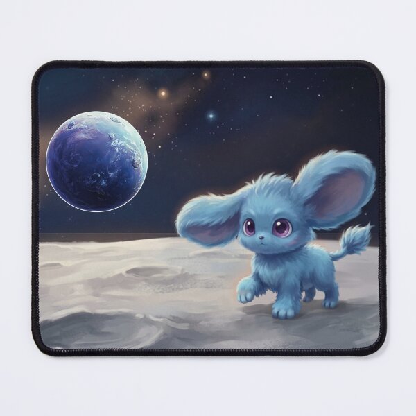 Item preview, Cute Blue Moon Creature Space Art – Kawaii Fantasy Animal On The Moon – Adorable Space Pet Print – Magical Blue Creature Gift designed and sold by @SHINTOSARTSTORE.