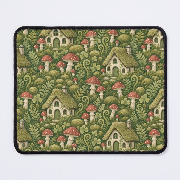 Item preview, Tiny Cottage Toadstools And Ferns Cottagecore Seamless Pattern Moss Green designed and sold by StickyGuys.