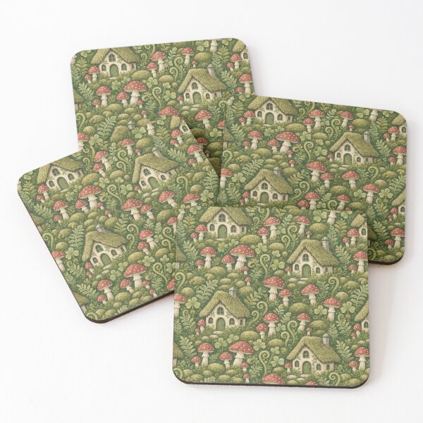 Item preview, Tiny Cottage Toadstools And Ferns Cottagecore Seamless Pattern Moss Green designed and sold by StickyGuys.
