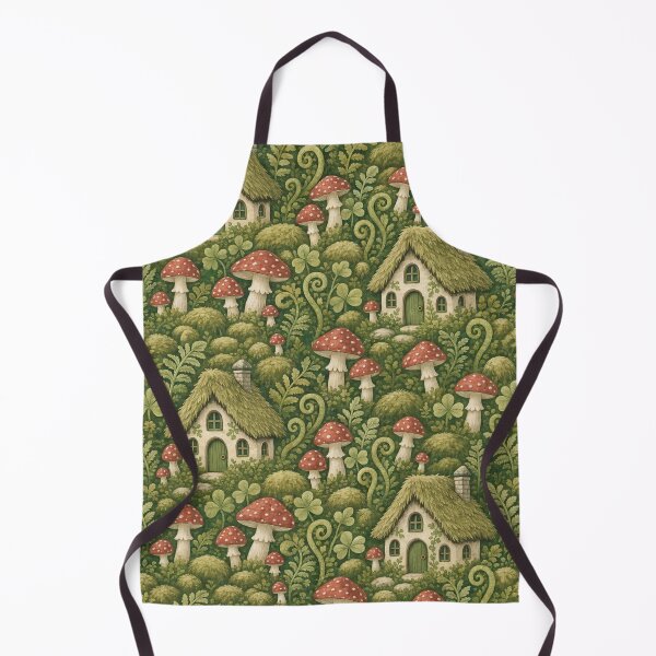 Item preview, Tiny Cottage Toadstools And Ferns Cottagecore Seamless Pattern Moss Green designed and sold by StickyGuys.