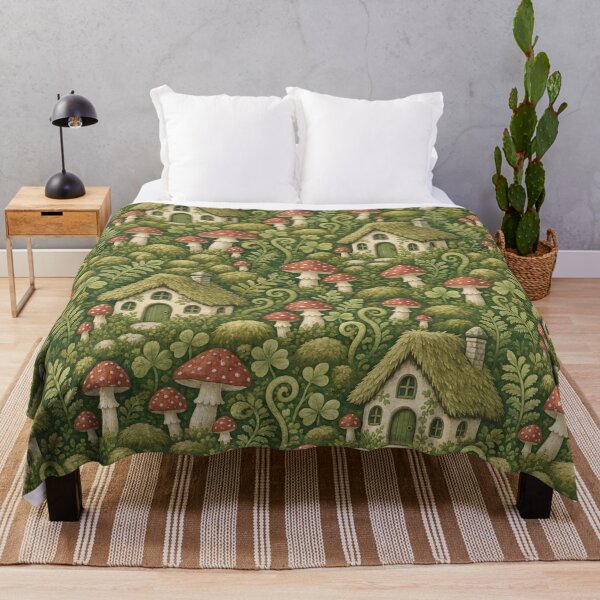 Item preview, Tiny Cottage Toadstools And Ferns Cottagecore Seamless Pattern Moss Green designed and sold by StickyGuys.