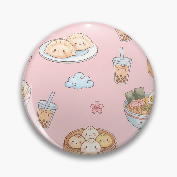 Item preview, Cute Kawaii Asian Treats Pattern | Ramen, Bao, Gyoza & Boba Tea designed and sold by BeataPrint.