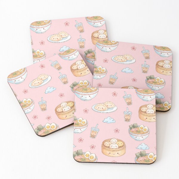 Item preview, Cute Kawaii Asian Treats Pattern | Ramen, Bao, Gyoza & Boba Tea designed and sold by BeataPrint.