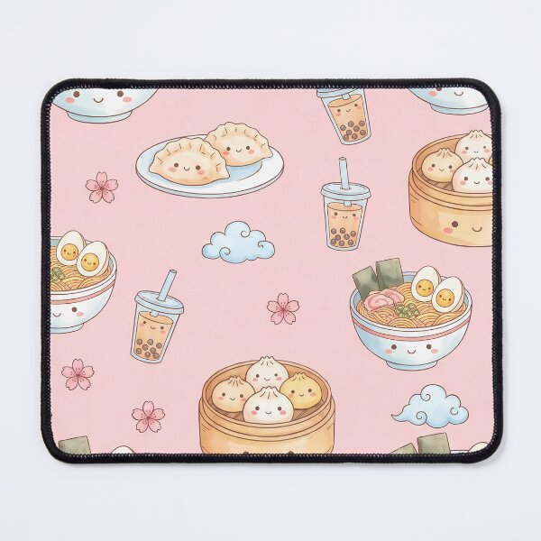 Item preview, Cute Kawaii Asian Treats Pattern | Ramen, Bao, Gyoza & Boba Tea designed and sold by BeataPrint.