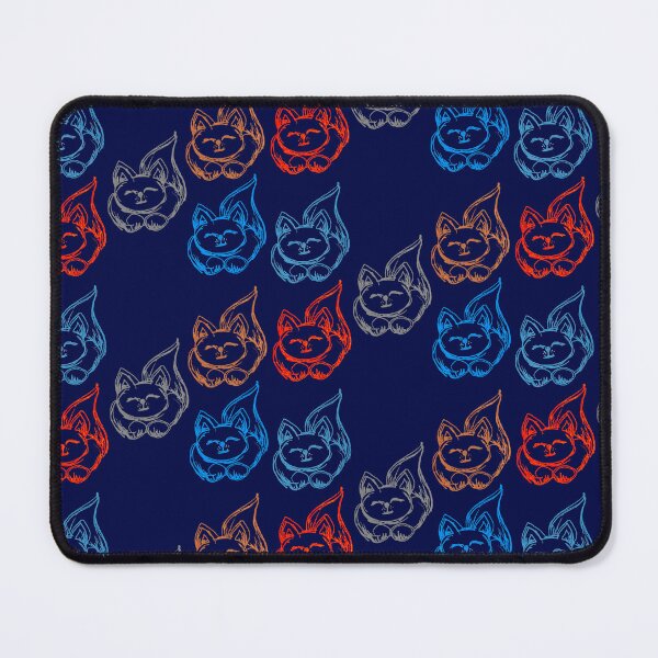 Item preview, Colorful Sketchy Happy Cute Purring Cats Hand Drawn Ballpoint Pen Dark Blue designed and sold by BOKEbyTC.