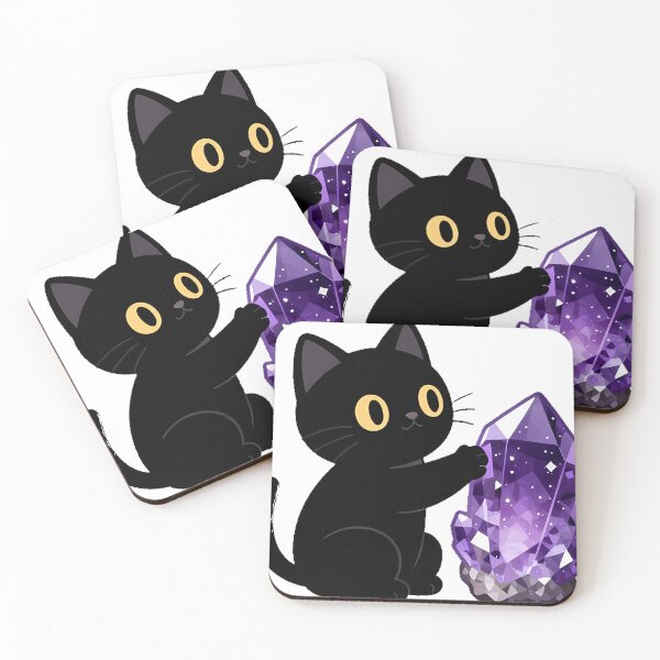 Item preview, Black Cat with Amethyst Crystal Icon designed and sold by IllumeInk.