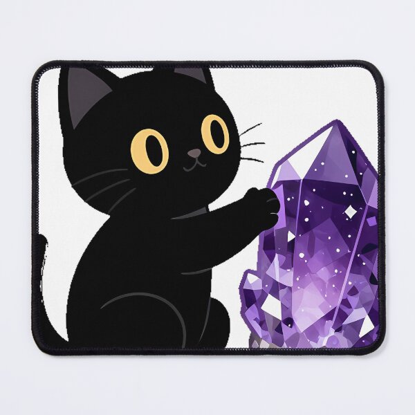 Item preview, Black Cat with Amethyst Crystal Icon designed and sold by IllumeInk.