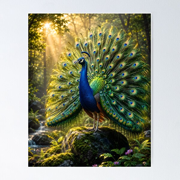 Item preview, Majestic Peacock Forest Wildlife Art designed and sold by hutofdesigns.