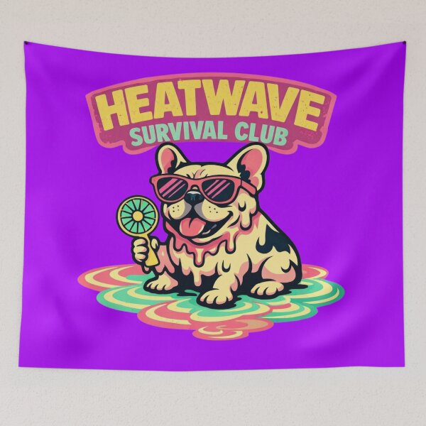 Item preview, Heatwave Survival Club – Funny Retro French Bulldog Badge designed and sold by Timeless Junction.