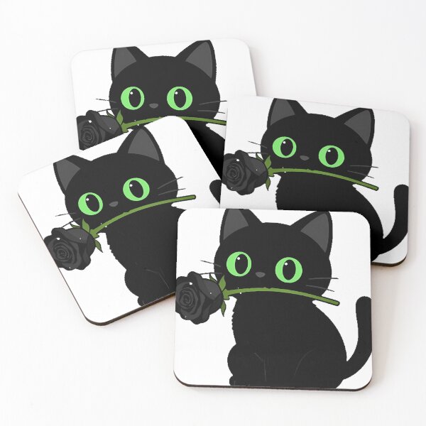 Artikelvorschau, Schwarze Katze mit Symbol für schwarze Rose entworfen und verkauft von IllumeInk.