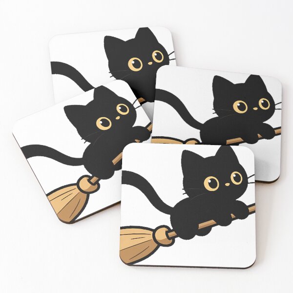 Item preview, Black Cat with Broomstick Icon designed and sold by IllumeInk.