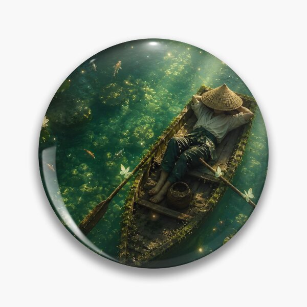 Item preview, Sleeping Fisherman in Enchanted Forest Lake designed and sold by sigmaartstudio.