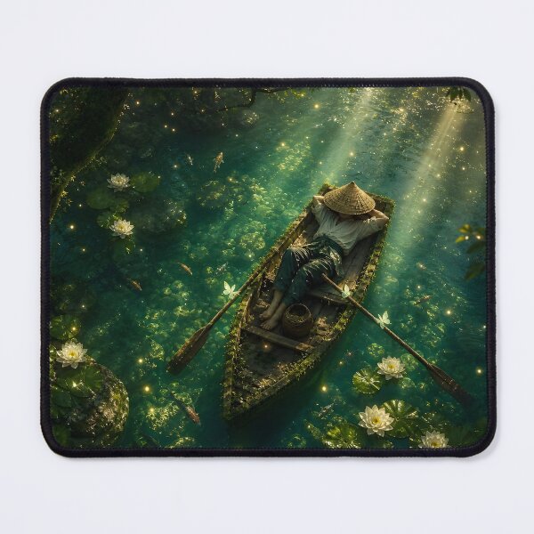 Item preview, Sleeping Fisherman in Enchanted Forest Lake designed and sold by sigmaartstudio.