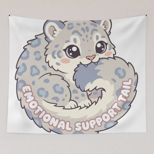 Item preview, Emotional Support Tail Kawaii Snow Leopard Meme designed and sold by Arc2020.